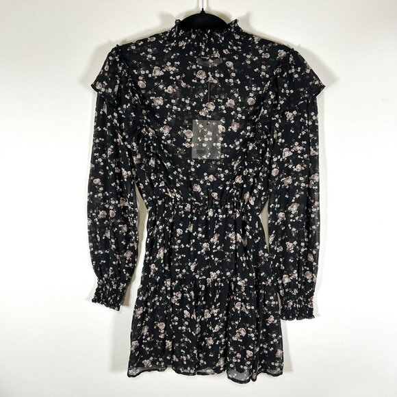 70/21 Dress Womens Size Small Chiffon Floral‎ print Cut Out long sleeve NWT Boho - Picture 1 of 11